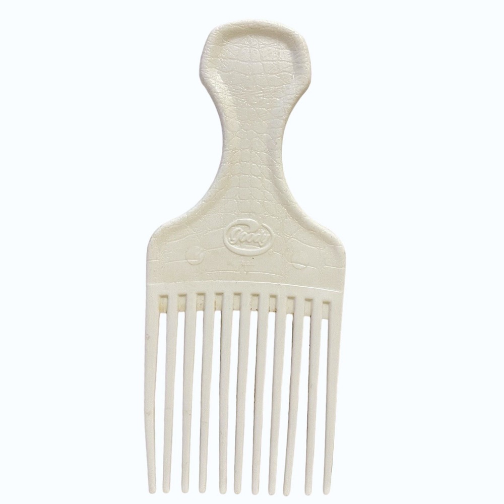 Vintage Used Goody Large White Lift Hair Pick Faux‎ Croc Snake Skin Leather